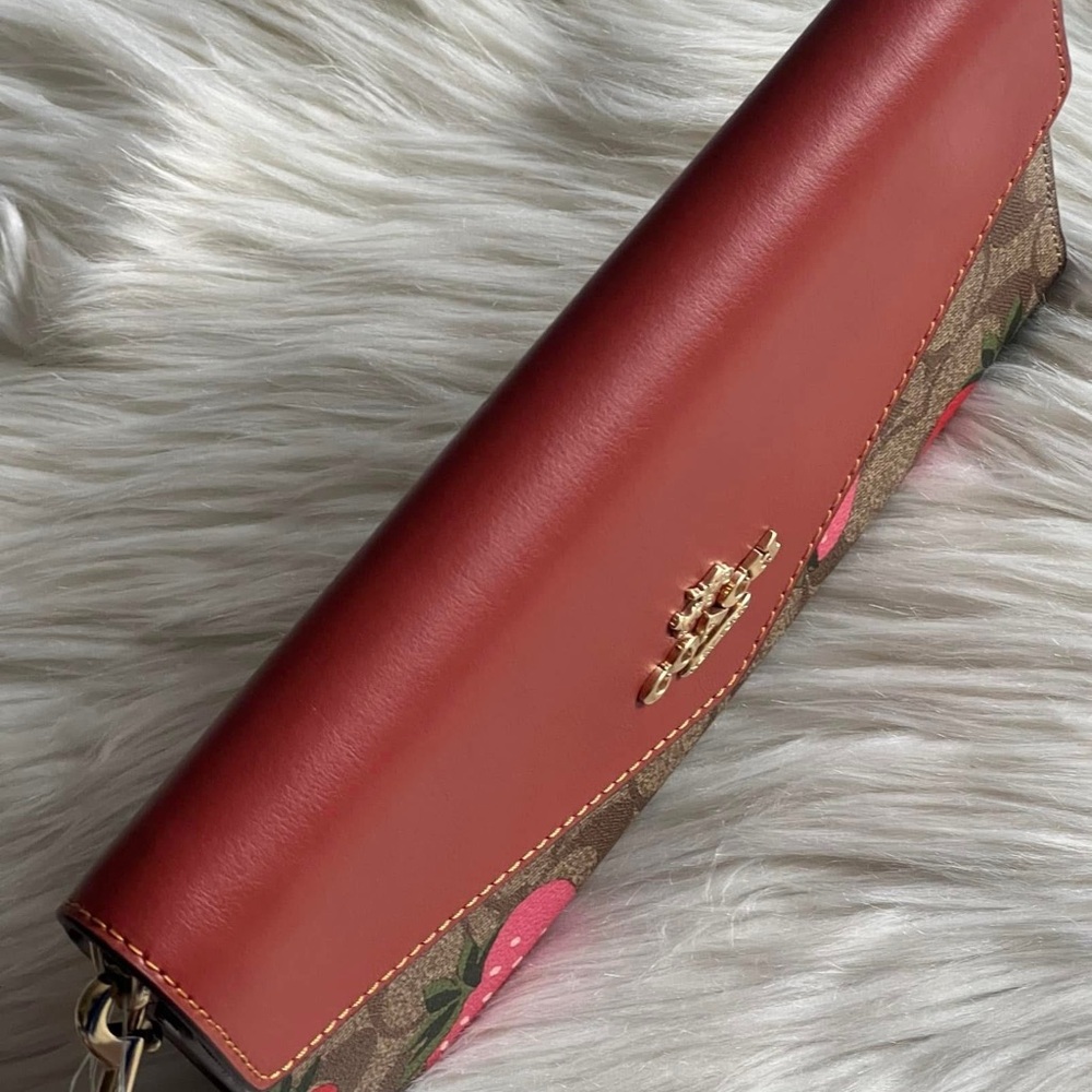 CH524 - Coach Travel Envelope Wallet in Signature Canvas with Strawberry Print - Picture 7 of 16